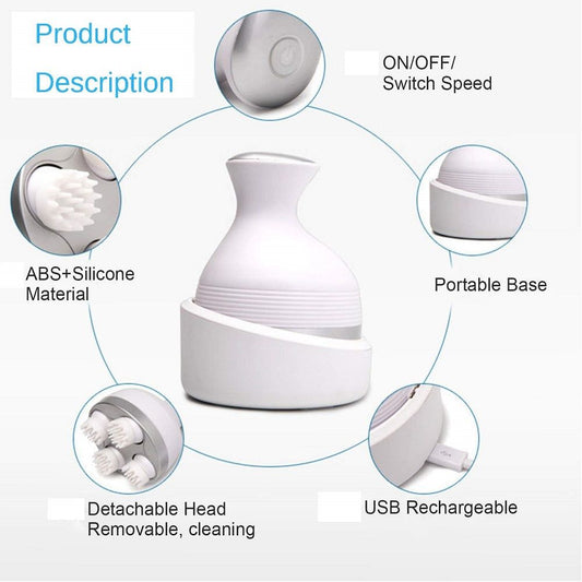 Electric Scalp Massager With 4 Moveable Massage Cluster Rechargeable Portable Washable Head Massager To Relieve Fatigue And Hair Loss