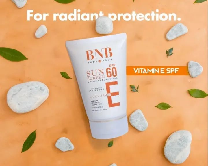 BNB Sunscreen SPF-60 with Vitamin E – Broad Spectrum UVA/UVB Protection | Non-Greasy & Nourishing Formula