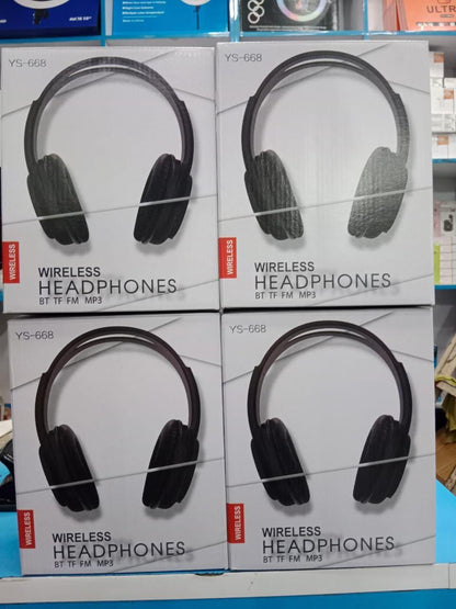 668 Black Wireless Bluetooth Headphones – Deep Bass, Wireless Comfort & Hands-Free Calling