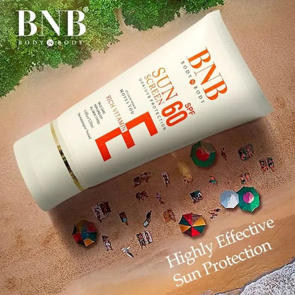 BNB Sunscreen SPF-60 with Vitamin E – Broad Spectrum UVA/UVB Protection | Non-Greasy & Nourishing Formula