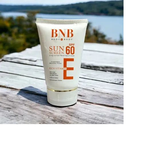 BNB Sunscreen SPF-60 with Vitamin E – Broad Spectrum UVA/UVB Protection | Non-Greasy & Nourishing Formula