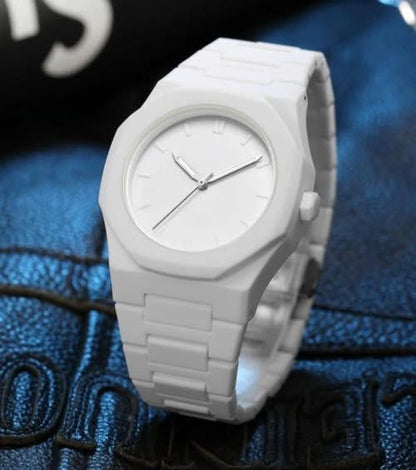 White Aura Wrist Watch Lightweight Fashion Watch with Butterfly Lock ClassicWatch